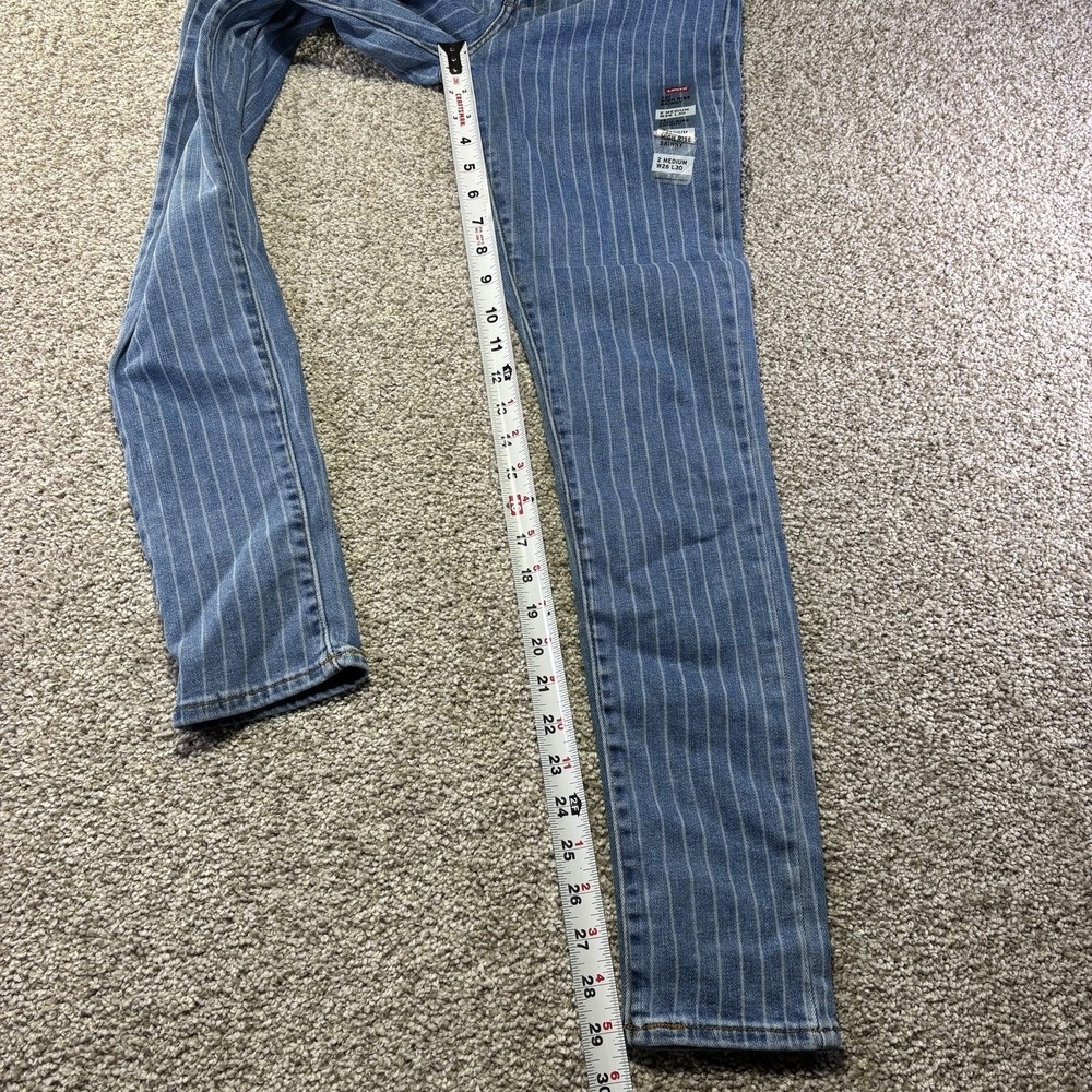 Levis 721 High Rise Skinny Jeans Womens 2 Medium Blue Pinstripe W26 L30 Denim - Picture 8 of 15